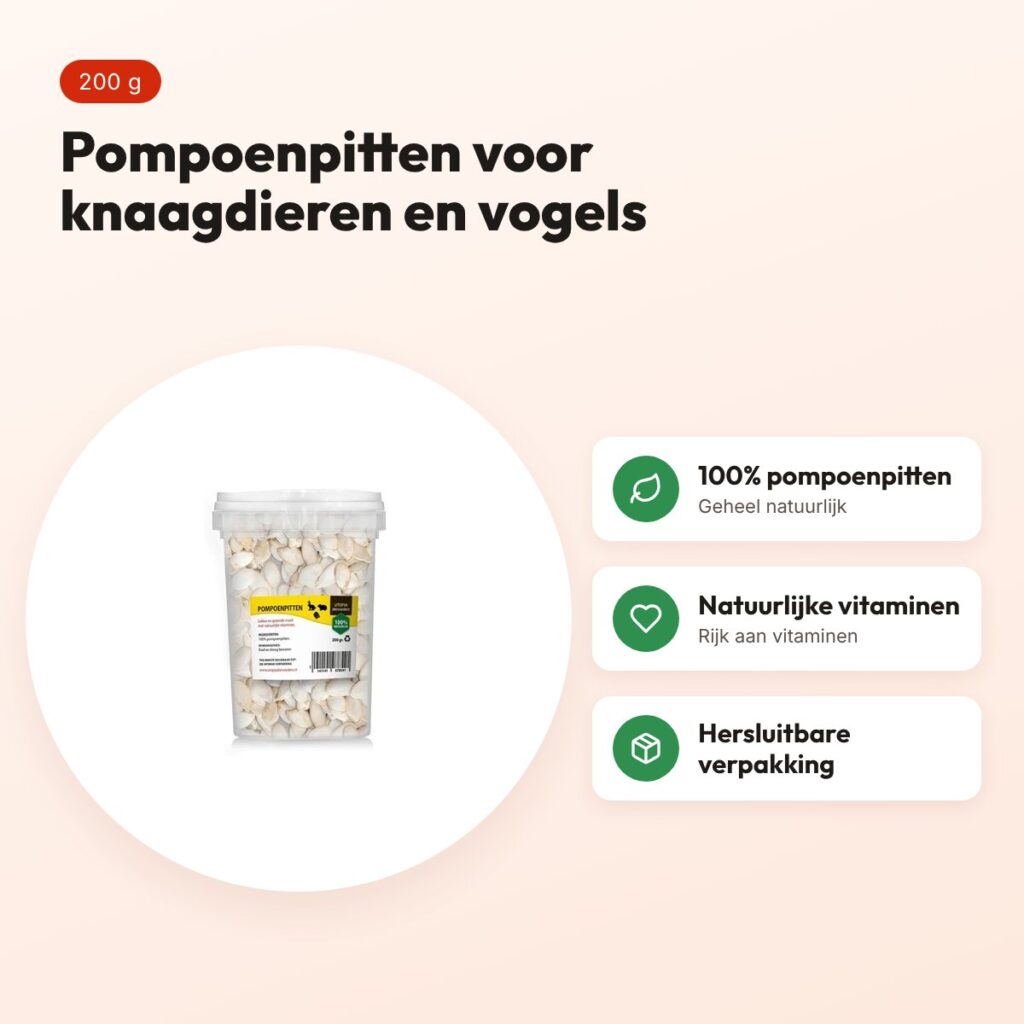 Utopia pompoenpitten 200 g – natuurlijke snack voor knaagdieren en vogels – voordelen