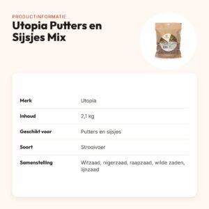 Utopia Putters en Sijsjes Mix strooivoer 2,1 kg – luxe tuinvogelvoer – productinformatie
