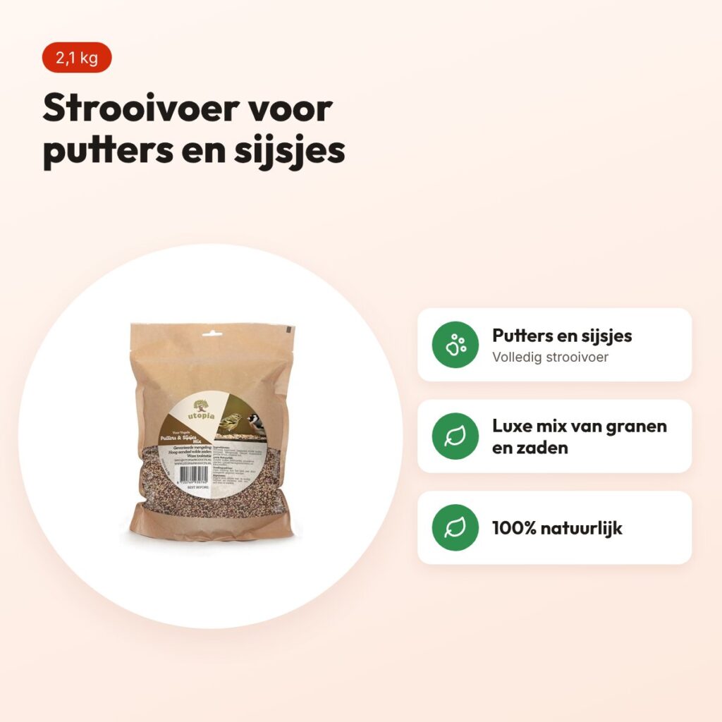 Utopia Putters en Sijsjes Mix strooivoer 2,1 kg – luxe tuinvogelvoer – voordelen