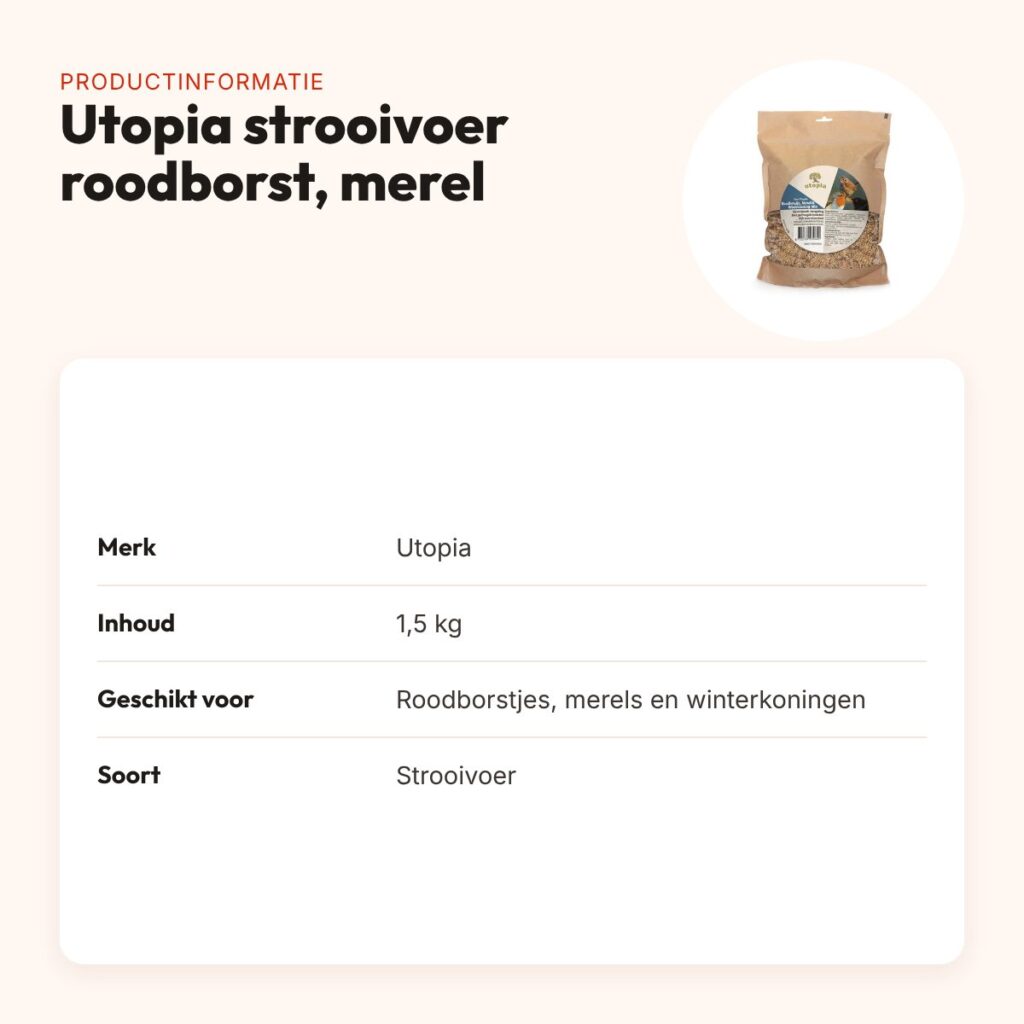 Utopia Roodborst/Merel/Winterkoning Mix strooivoer 1,5 kg – productinformatie