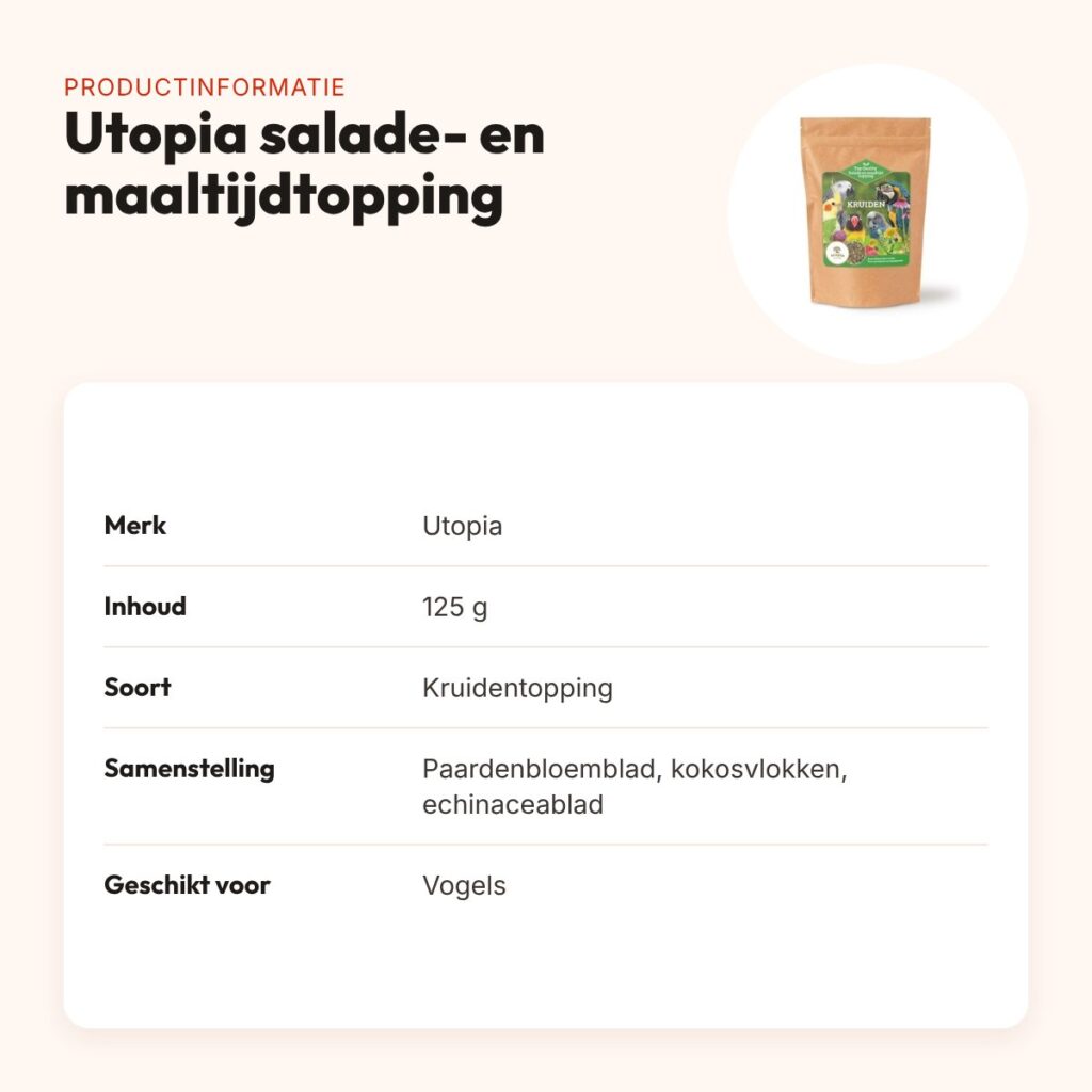 Utopia salade- en maaltijdtopping kruiden 125 g – voor vogels – productinformatie