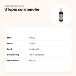 Utopia sardienolie 500 ml – omega 3-olie voor honden – productinformatie