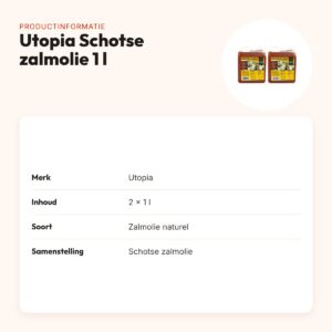 Utopia Schotse zalmolie naturel 1 l – omega 3 en 6, multipack 2 stuks – productinformatie
