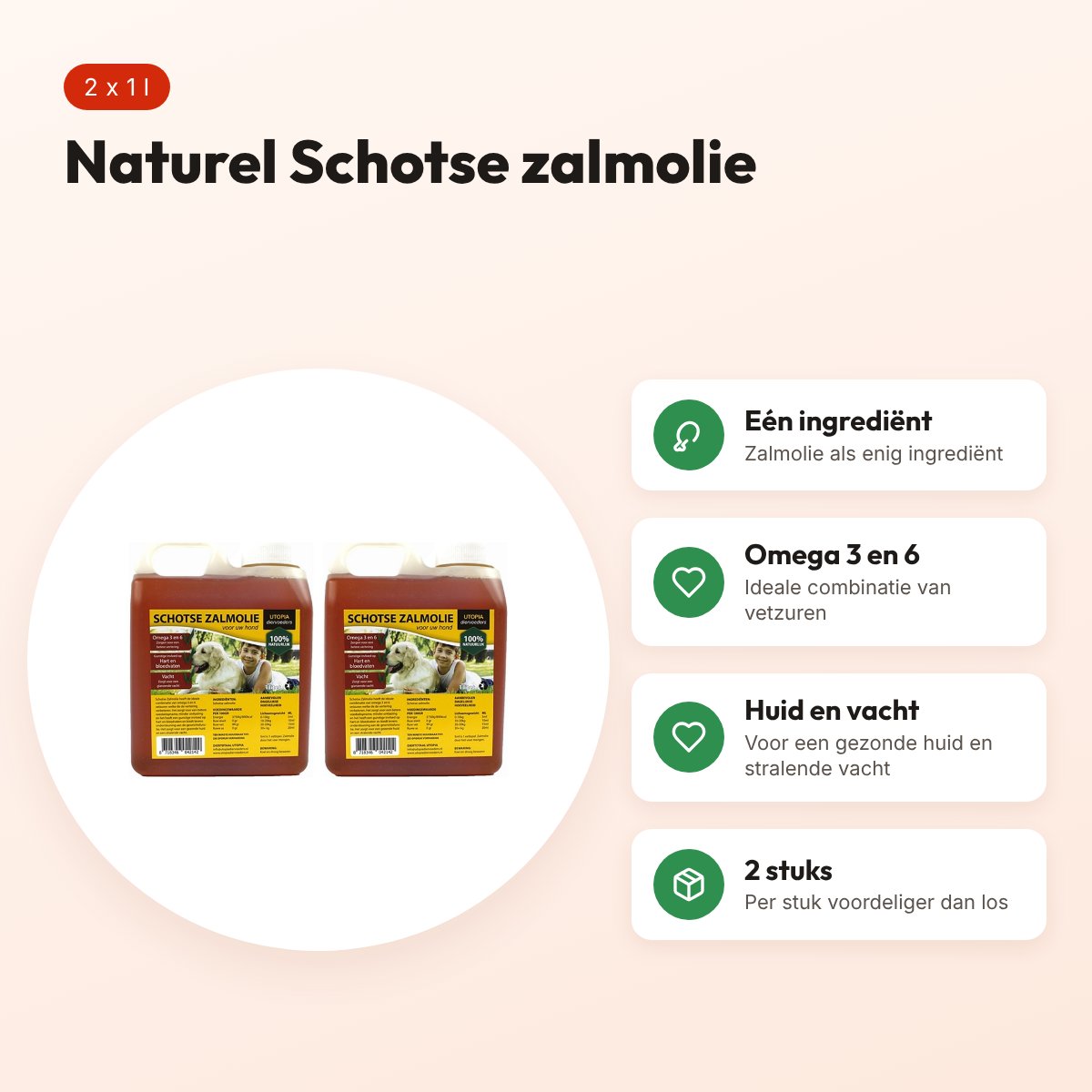 Utopia Schotse zalmolie naturel 1 l – omega 3 en 6, multipack 2 stuks – voordelen