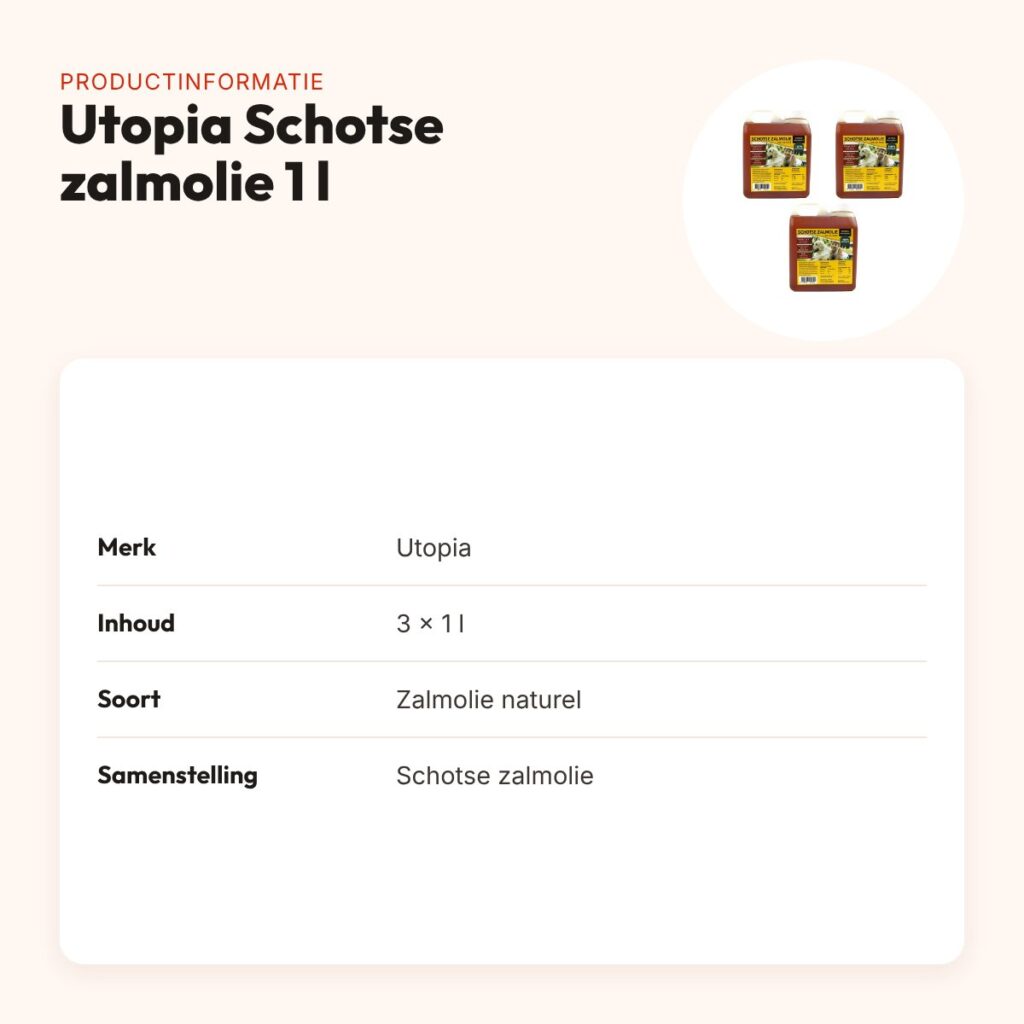 Utopia Schotse zalmolie naturel 1 l – omega 3 en 6, multipack 3 stuks – productinformatie