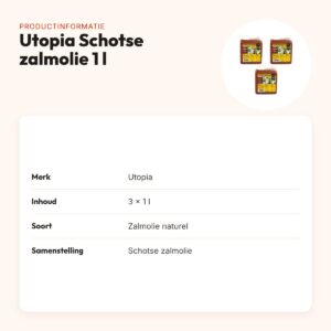 Utopia Schotse zalmolie naturel 1 l – omega 3 en 6, multipack 3 stuks – productinformatie