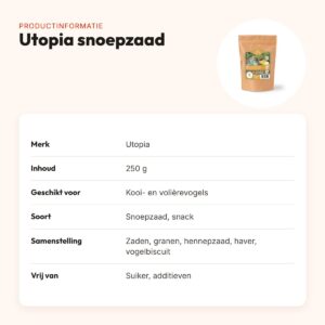 Utopia snoepzaad 250 g – snack voor kooi- en volièrevogels – productinformatie