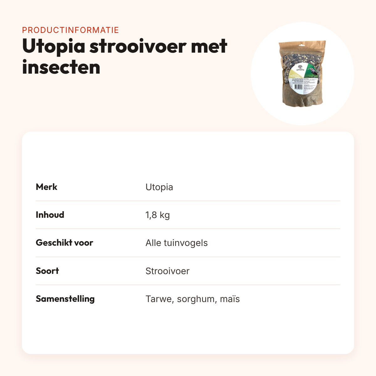 Utopia strooivoer met insecten 1,8 kg – luxe tuinvogelvoer – productinformatie