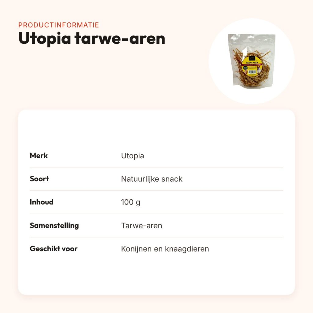 Utopia tarwe-aren 100 g – natuurlijke snack voor konijnen en knaagdieren – productinformatie