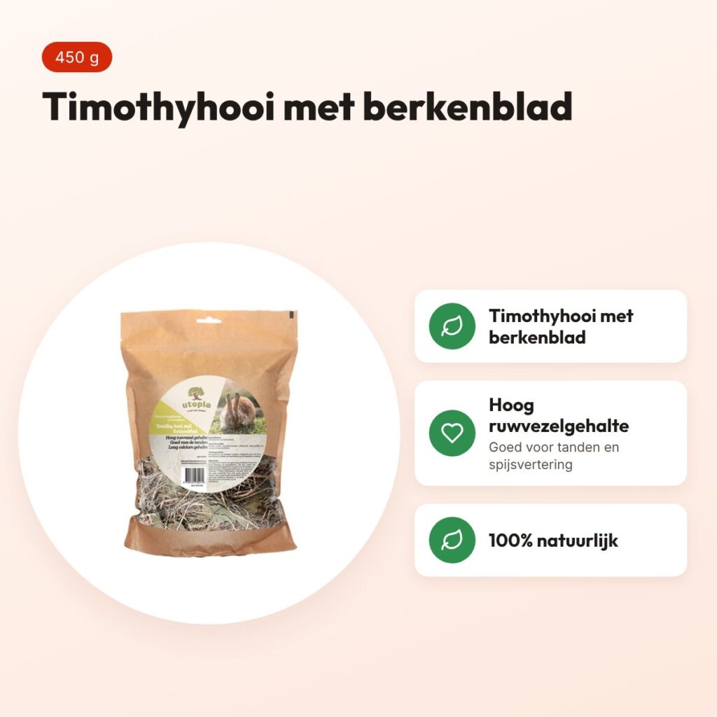 Utopia timothyhooi met berkenblad 450 g – voor konijnen en knaagdieren – voordelen