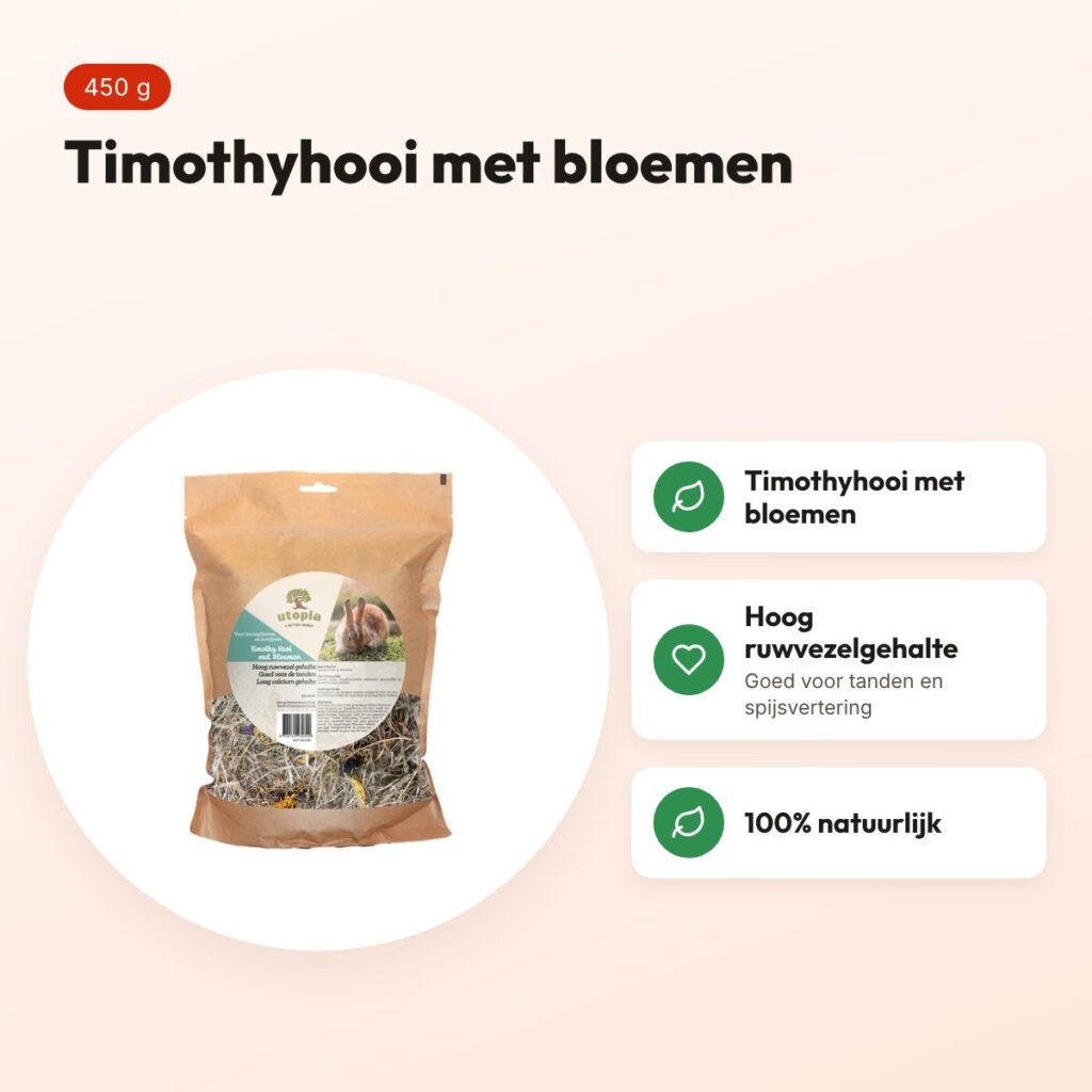 Utopia timothyhooi met bloemen 450 g – voor konijnen en knaagdieren – voordelen