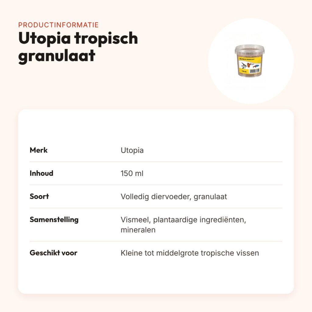 Utopia tropisch granulaat visvoer 150 ml – 0,5-1,5 mm – productinformatie