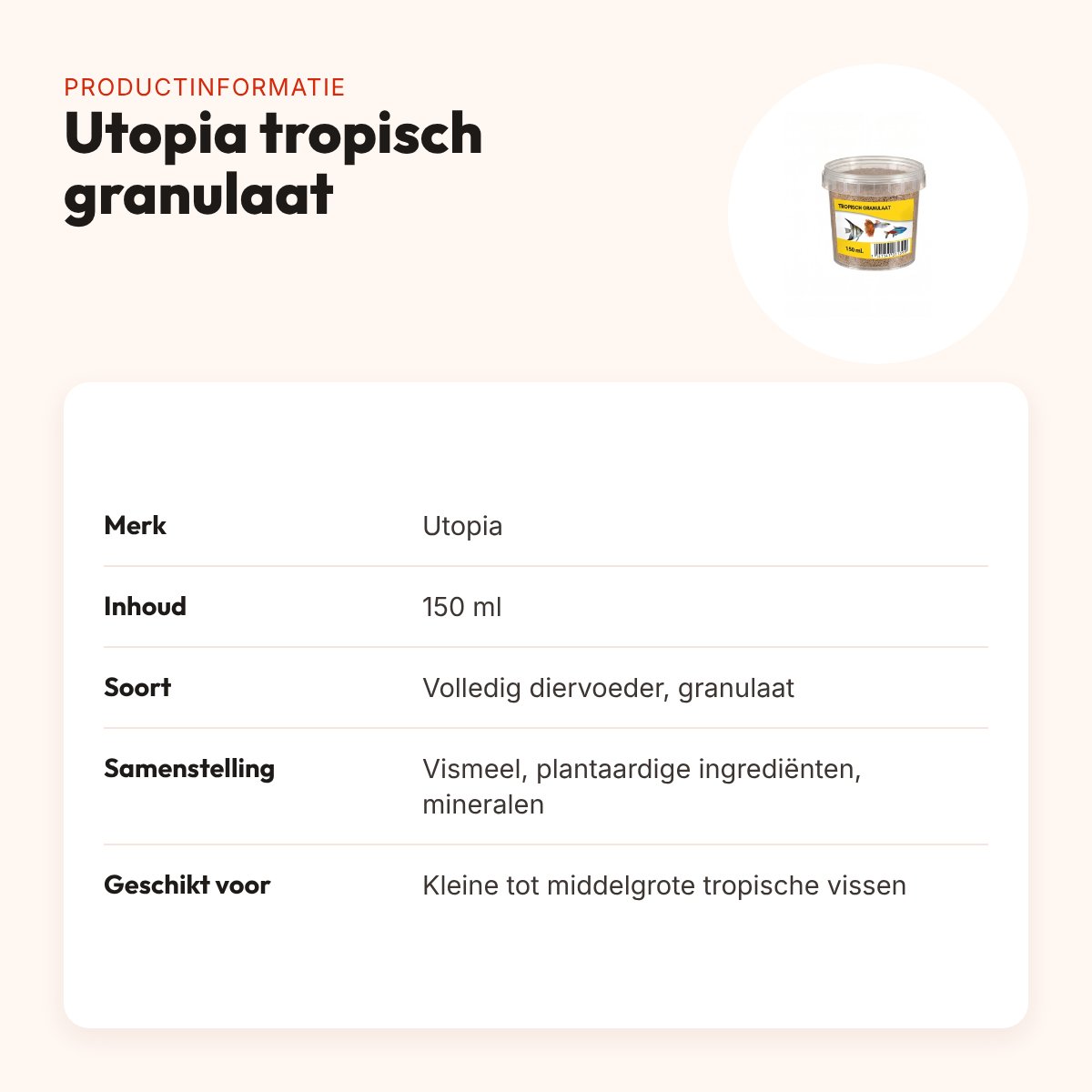 Utopia tropisch granulaat visvoer 150 ml – 0,5-1,5 mm – productinformatie