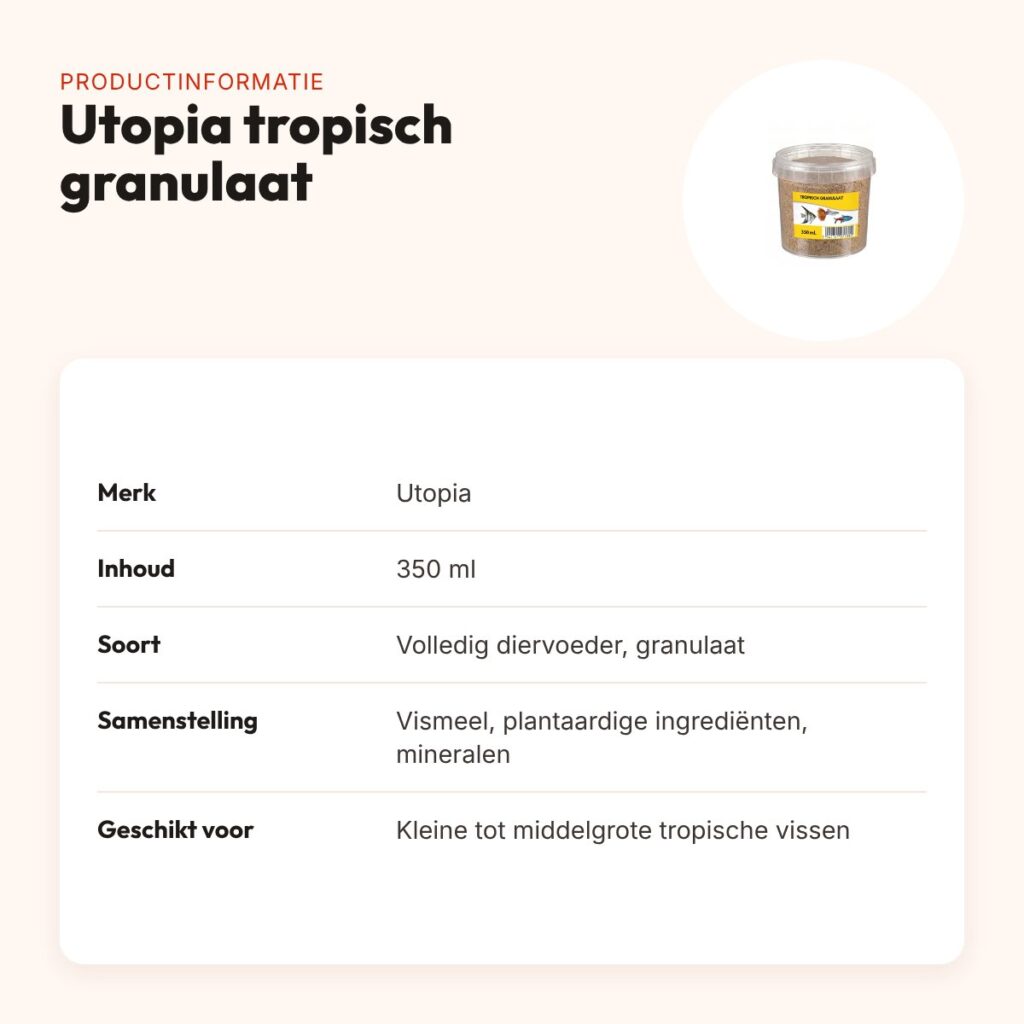 Utopia tropisch granulaat visvoer 350 ml – 0,5-1,5 mm – productinformatie