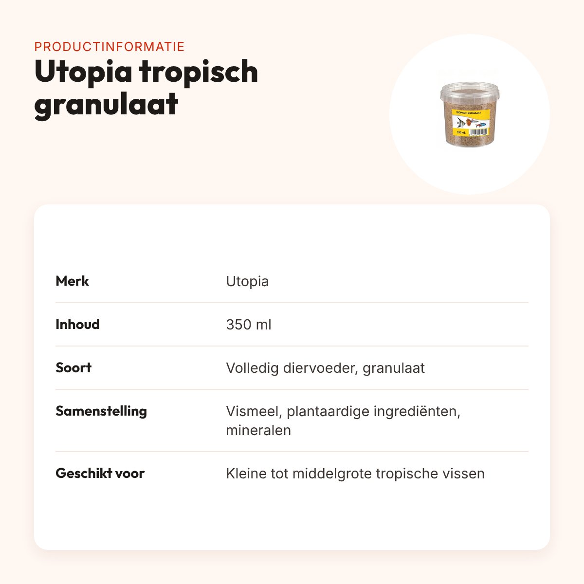 Utopia tropisch granulaat visvoer 350 ml – 0,5-1,5 mm – productinformatie