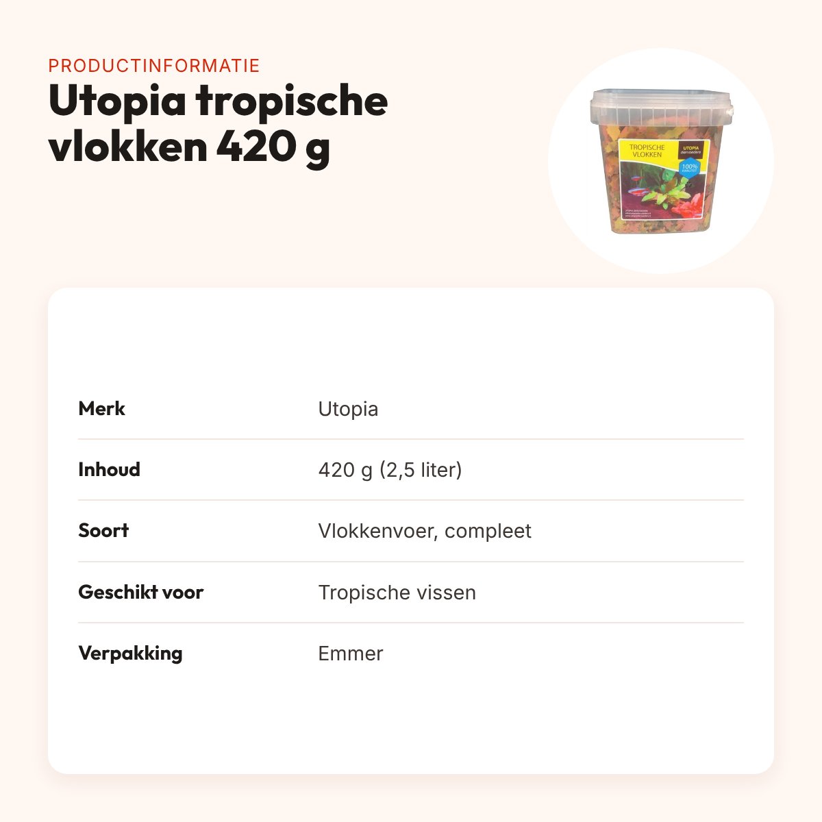 Utopia tropische vlokken 420 g (2,5 liter) – compleet visvoer in emmer – productinformatie