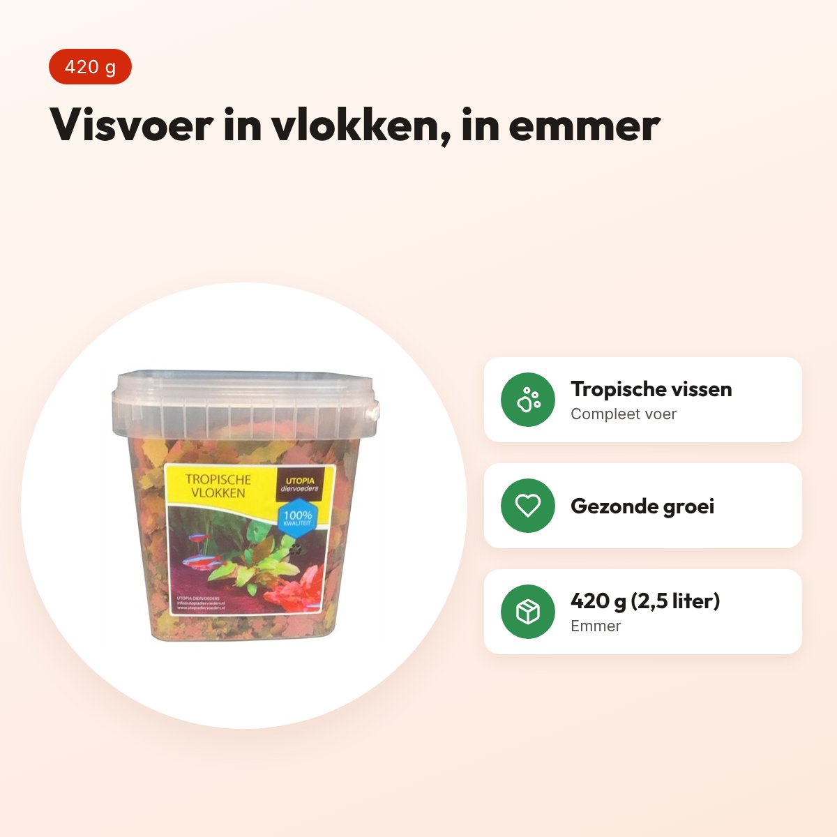 Utopia tropische vlokken 420 g (2,5 liter) – compleet visvoer in emmer – voordelen