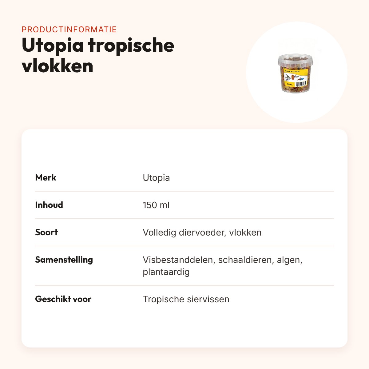 Utopia tropische vlokken visvoer 150 ml – productinformatie