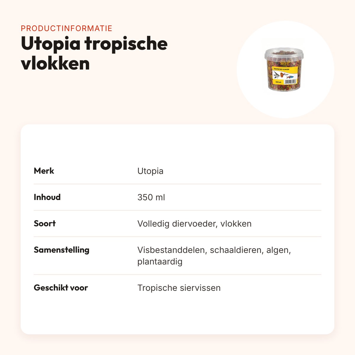 Utopia tropische vlokken visvoer 350 ml – productinformatie
