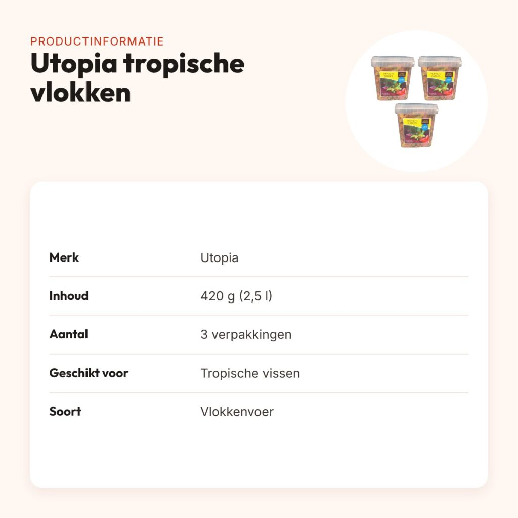 Utopia tropische vlokken visvoer 420 g – eiwitrijk, multipack 3 stuks – productinformatie