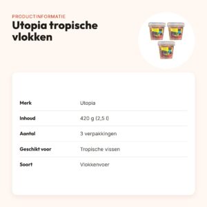 Utopia tropische vlokken visvoer 420 g – eiwitrijk, multipack 3 stuks – productinformatie