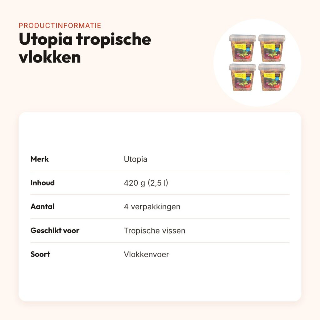Utopia tropische vlokken visvoer 420 g – eiwitrijk, multipack 4 stuks – productinformatie