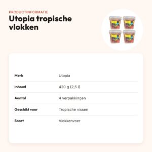 Utopia tropische vlokken visvoer 420 g – eiwitrijk, multipack 4 stuks – productinformatie