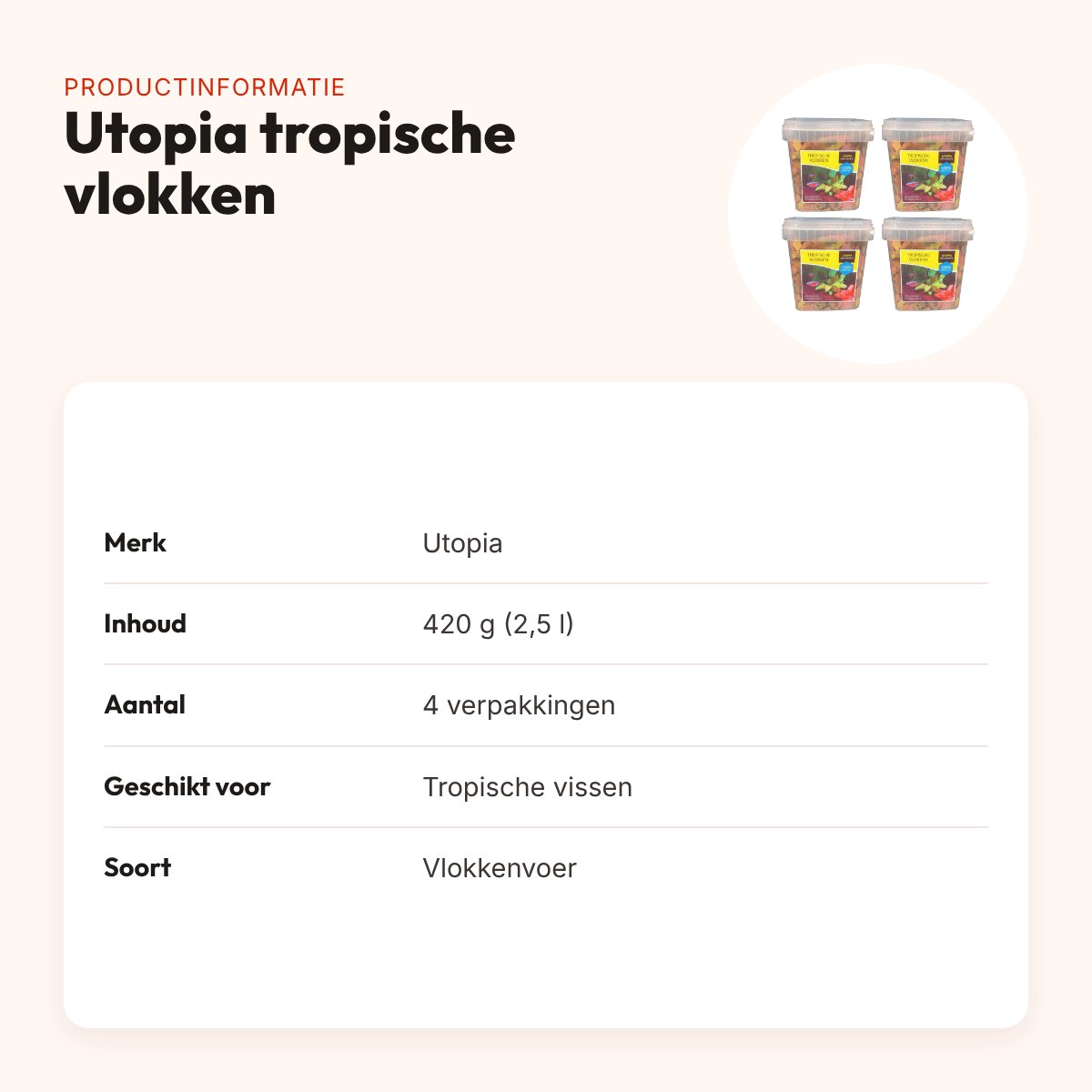 Utopia tropische vlokken visvoer 420 g – eiwitrijk, multipack 4 stuks – productinformatie