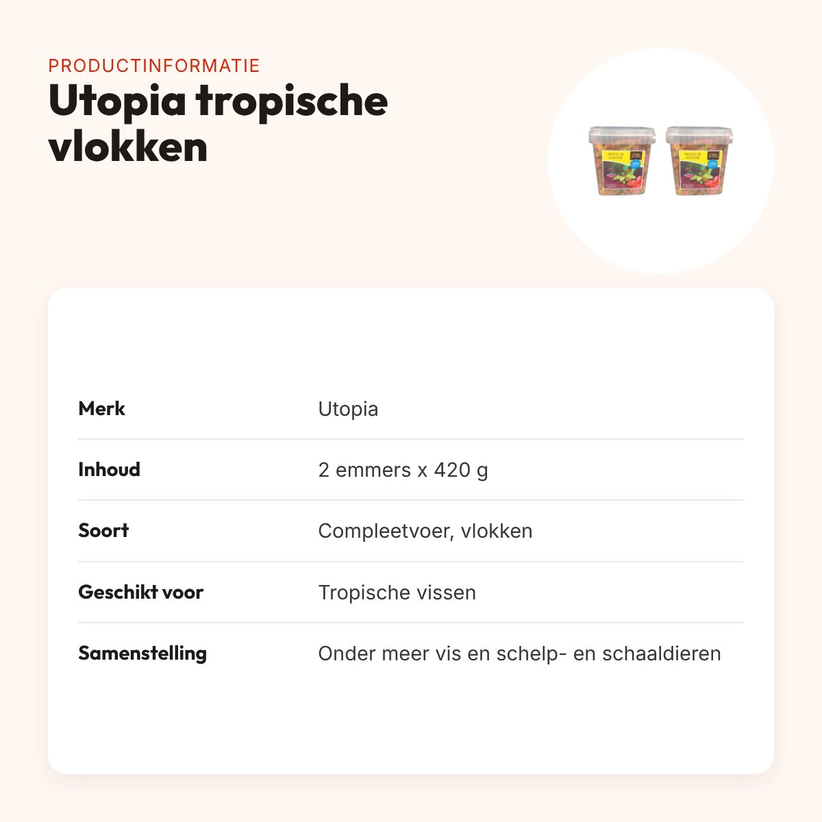 Utopia tropische vlokken visvoer 420 g – multipack 2 stuks – productinformatie