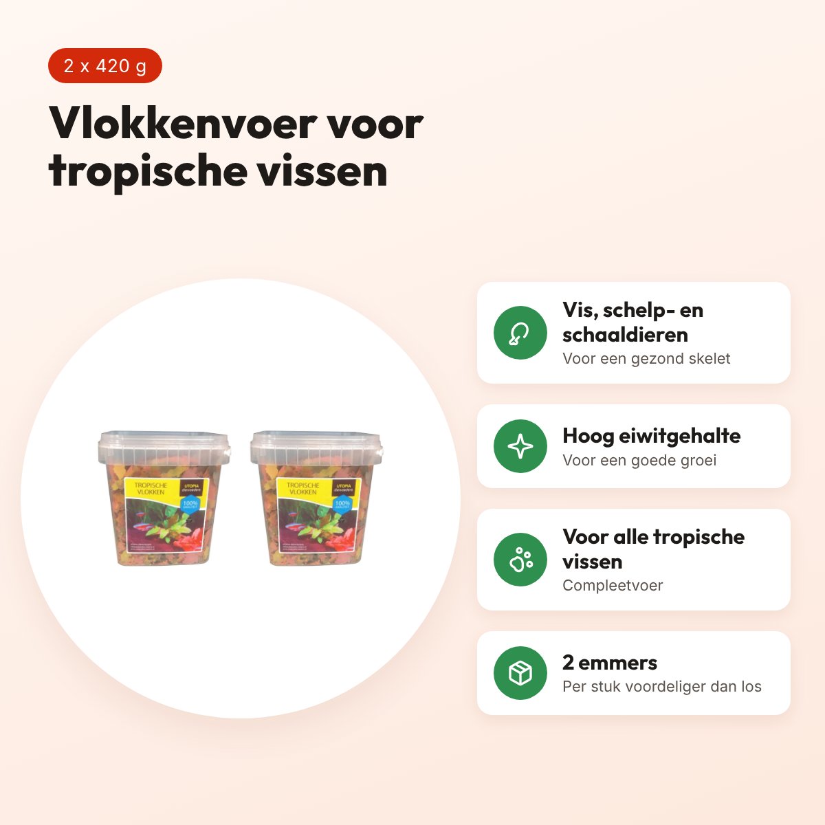 Utopia tropische vlokken visvoer 420 g – multipack 2 stuks – voordelen