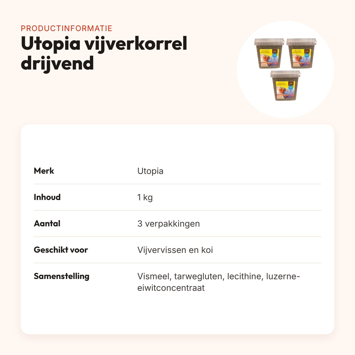 Utopia vijverkorrel drijvend 3 mm 1 kg – multipack 3 stuks – productinformatie