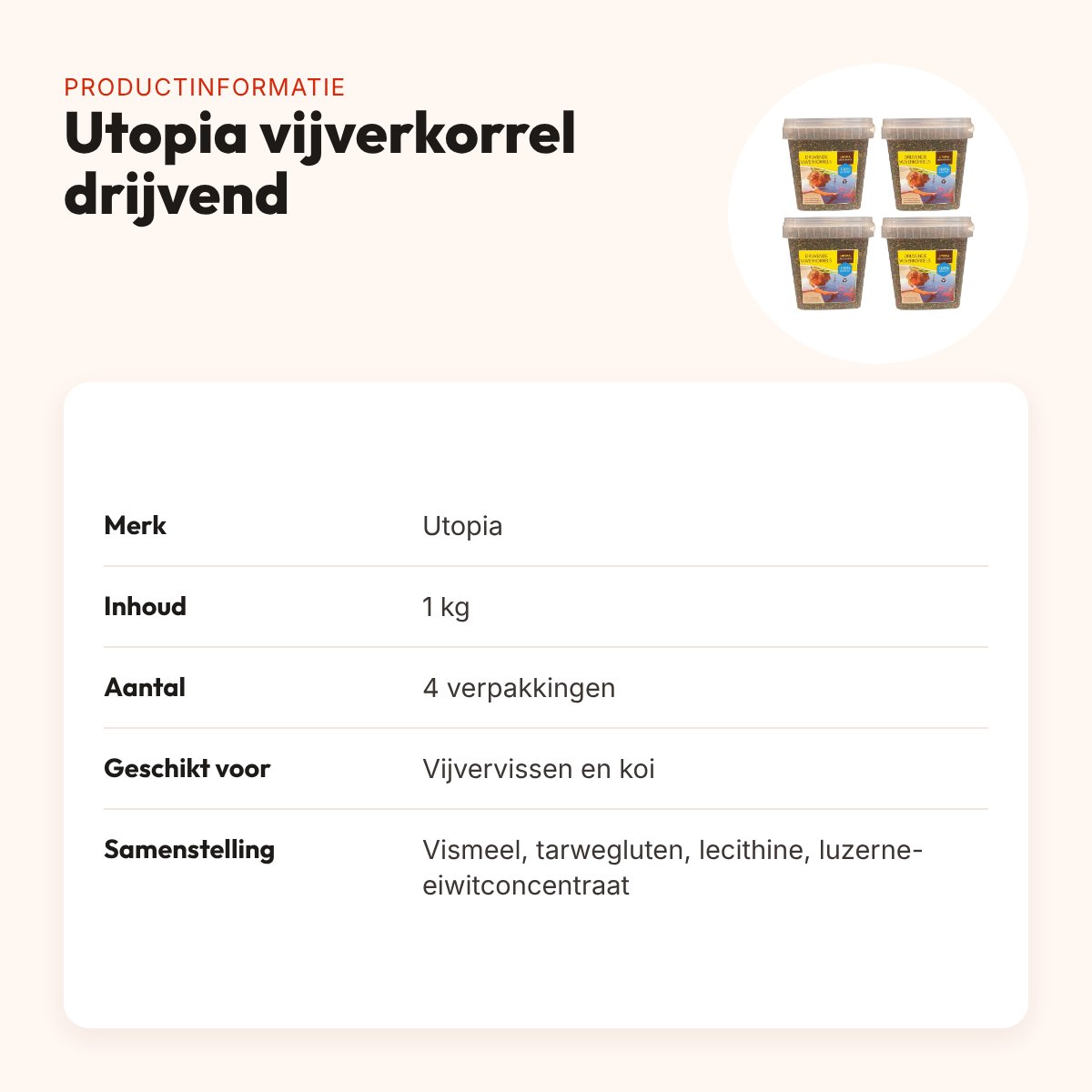 Utopia vijverkorrel drijvend 3 mm 1 kg – multipack 4 stuks – productinformatie