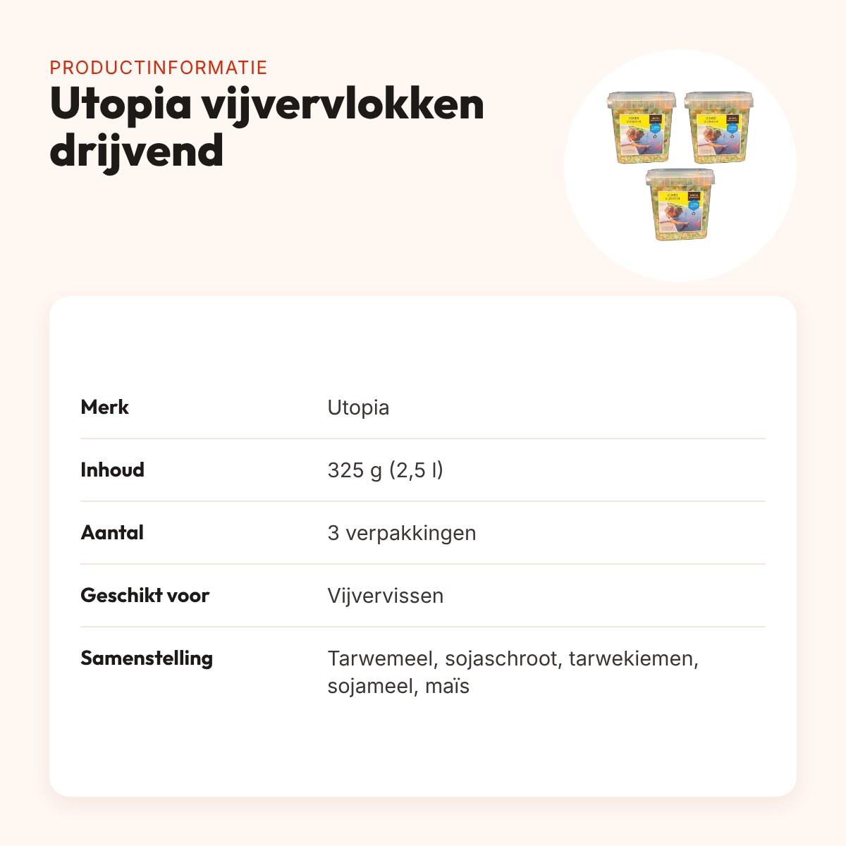 Utopia vijvervlokken drijvend 325 g (2,5 l) – multipack 3 stuks – productinformatie