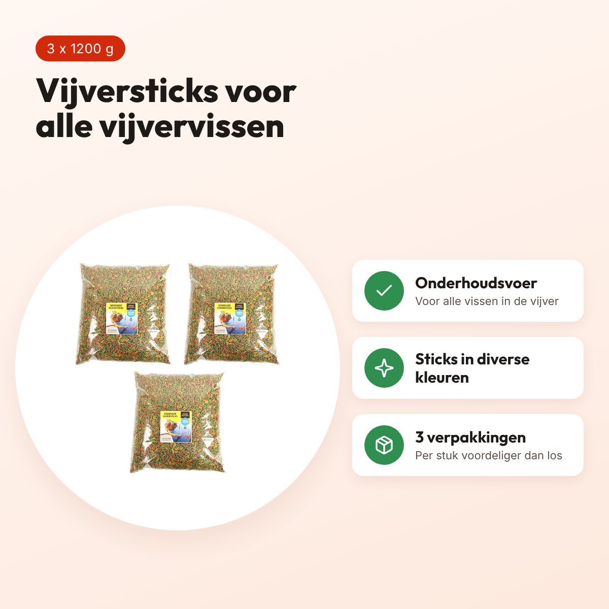 Utopia vijvervoer gemengde vijversticks 1200 g – multipack 3 stuks – voordelen