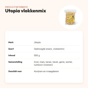 Utopia vlokkenmix 550 g – gedroogde snack voor konijnen en knaagdieren – productinformatie