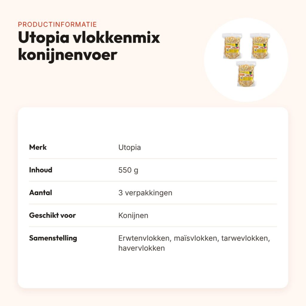 Utopia vlokkenmix konijnenvoer gedroogde groenten 550 g – multipack 3 stuks – productinformatie