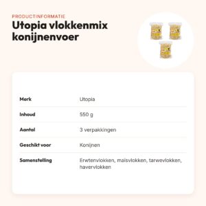 Utopia vlokkenmix konijnenvoer gedroogde groenten 550 g – multipack 3 stuks – productinformatie