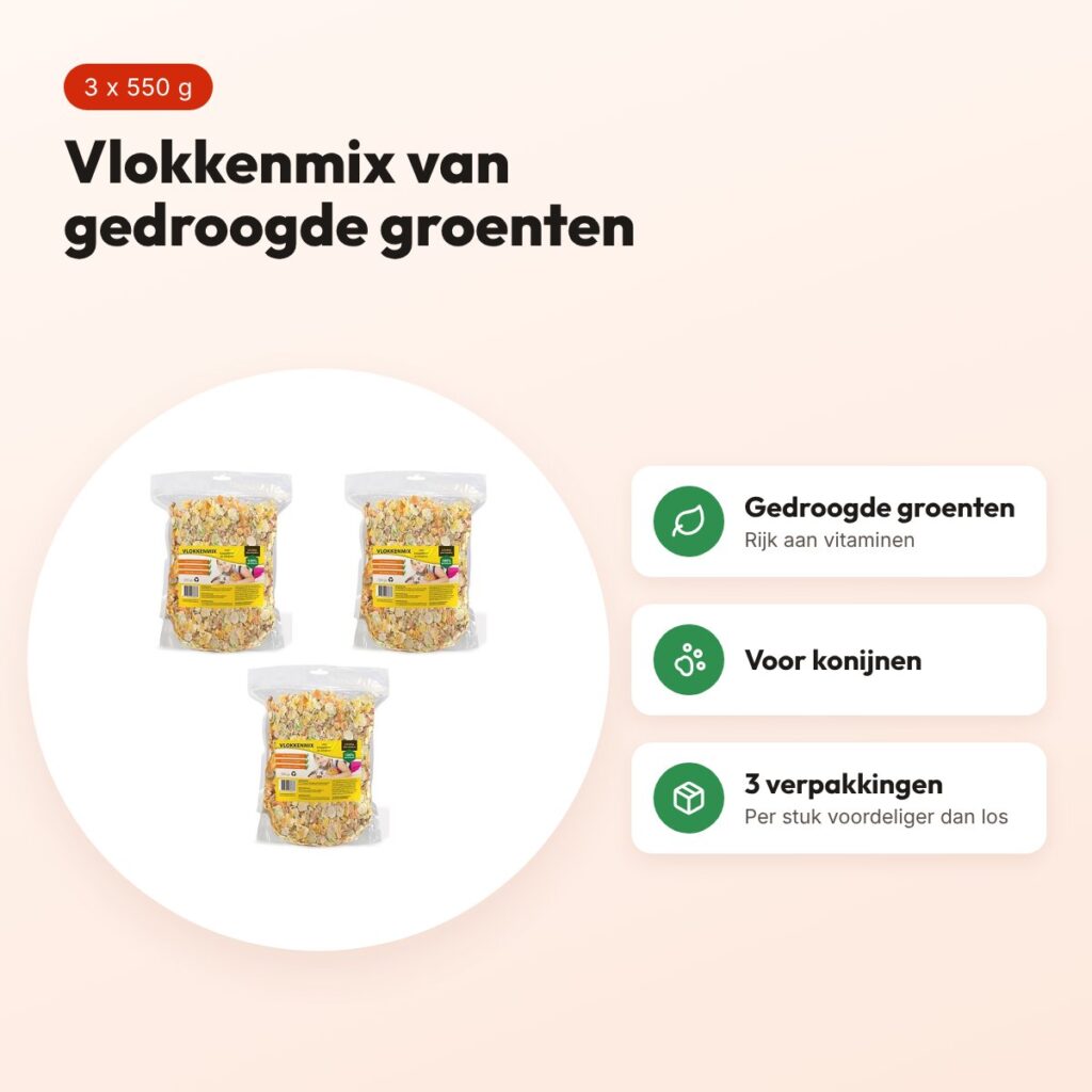 Utopia vlokkenmix konijnenvoer gedroogde groenten 550 g – multipack 3 stuks – voordelen
