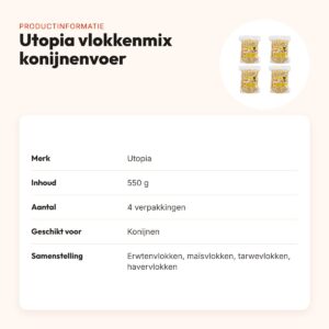 Utopia vlokkenmix konijnenvoer gedroogde groenten 550 g – multipack 4 stuks – productinformatie