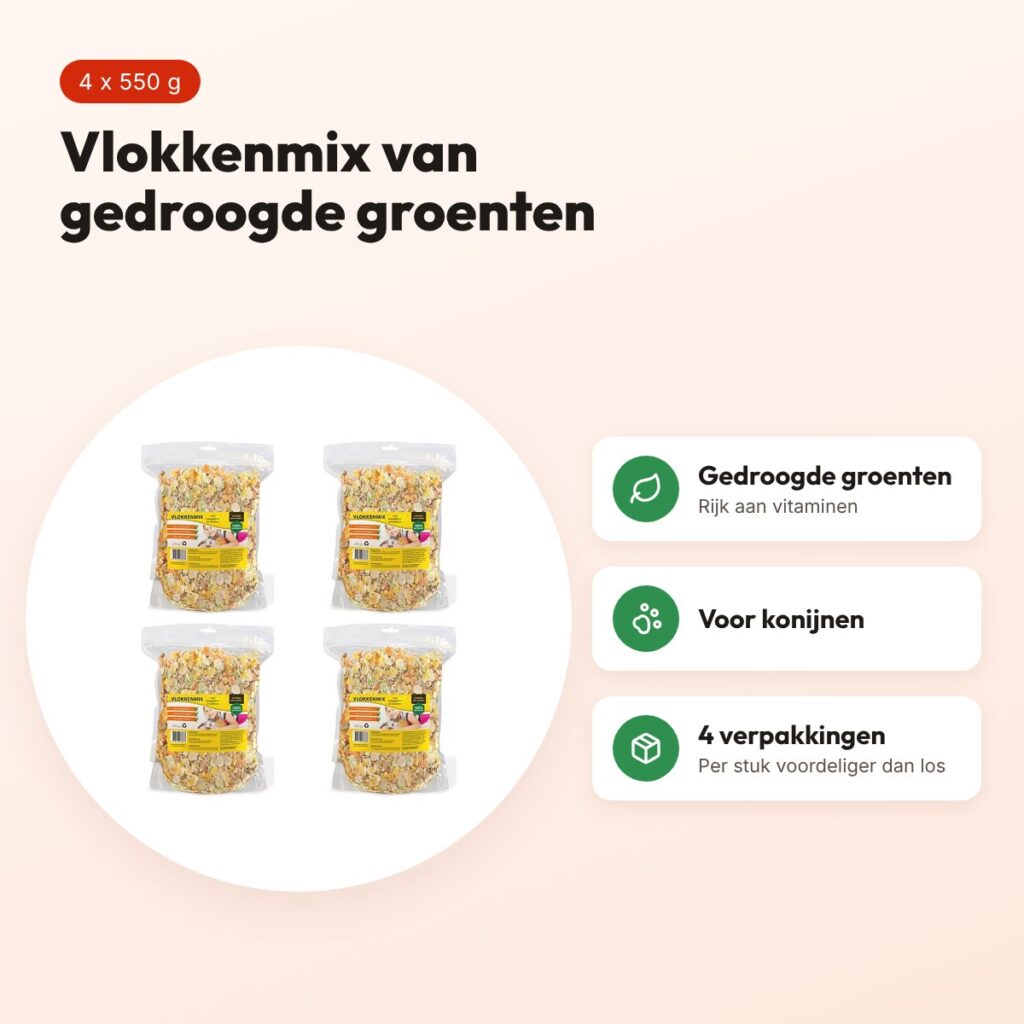 Utopia vlokkenmix konijnenvoer gedroogde groenten 550 g – multipack 4 stuks – voordelen