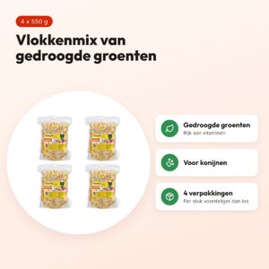 Utopia vlokkenmix konijnenvoer gedroogde groenten 550 g – multipack 4 stuks – voordelen