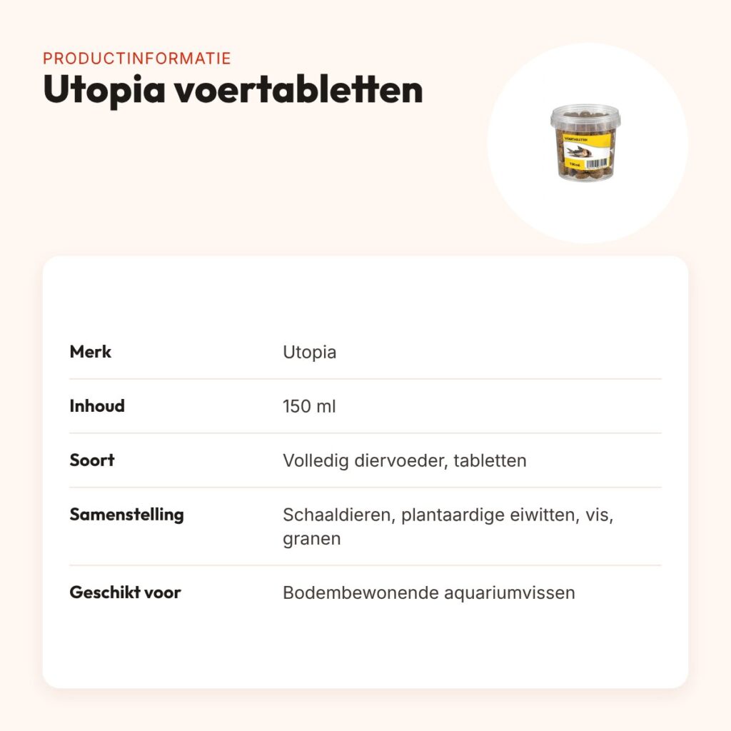 Utopia voertabletten visvoer 150 ml – zinkend, voor bodemvissen – productinformatie