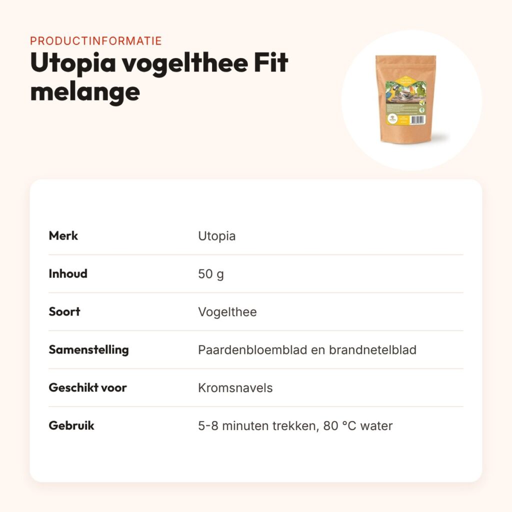Utopia vogelthee Fit melange 50 g – kruidenmix voor kromsnavels – productinformatie
