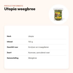 Utopia weegbree 150 g – ruwvoer voor konijnen en knaagdieren – productinformatie