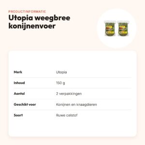 Utopia weegbree konijnenvoer 150 g – ruwe celstof – multipack 2 stuks – productinformatie