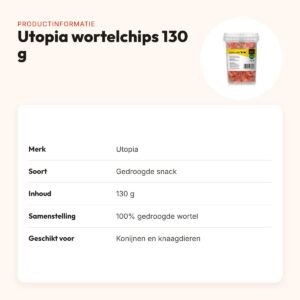 Utopia wortelchips 130 g – gedroogde groentesnack voor knaagdieren – productinformatie
