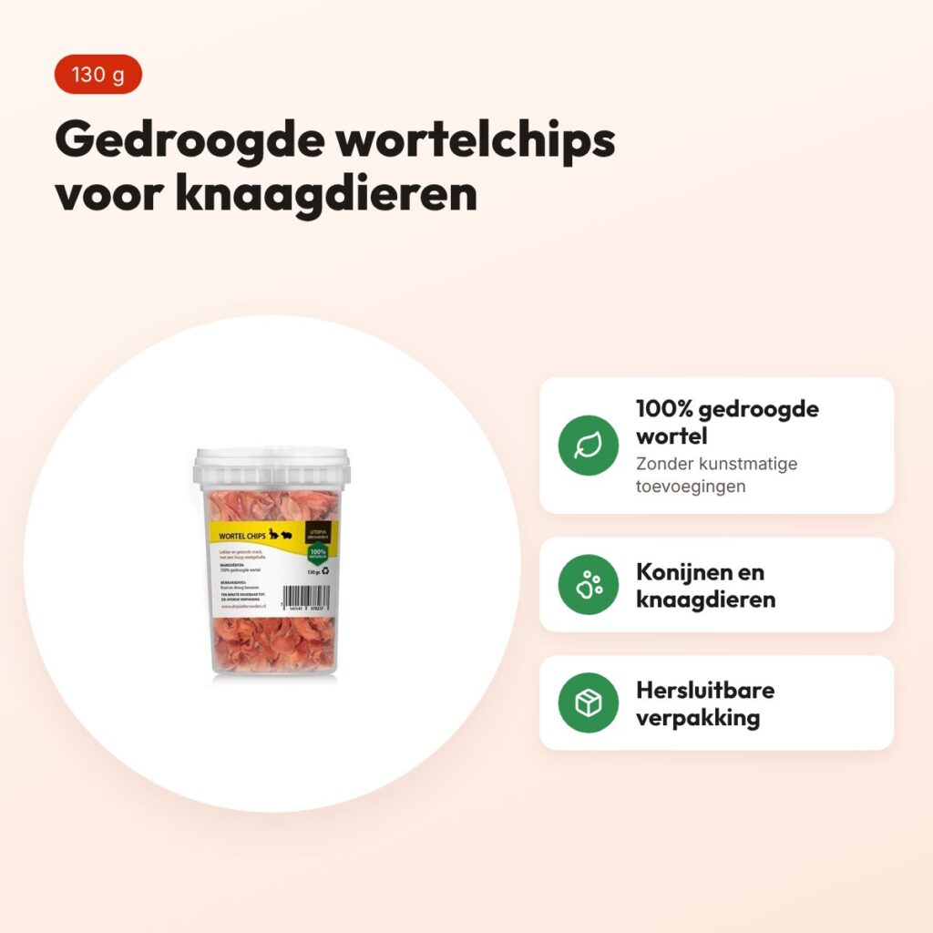 Utopia wortelchips 130 g – gedroogde groentesnack voor knaagdieren – voordelen