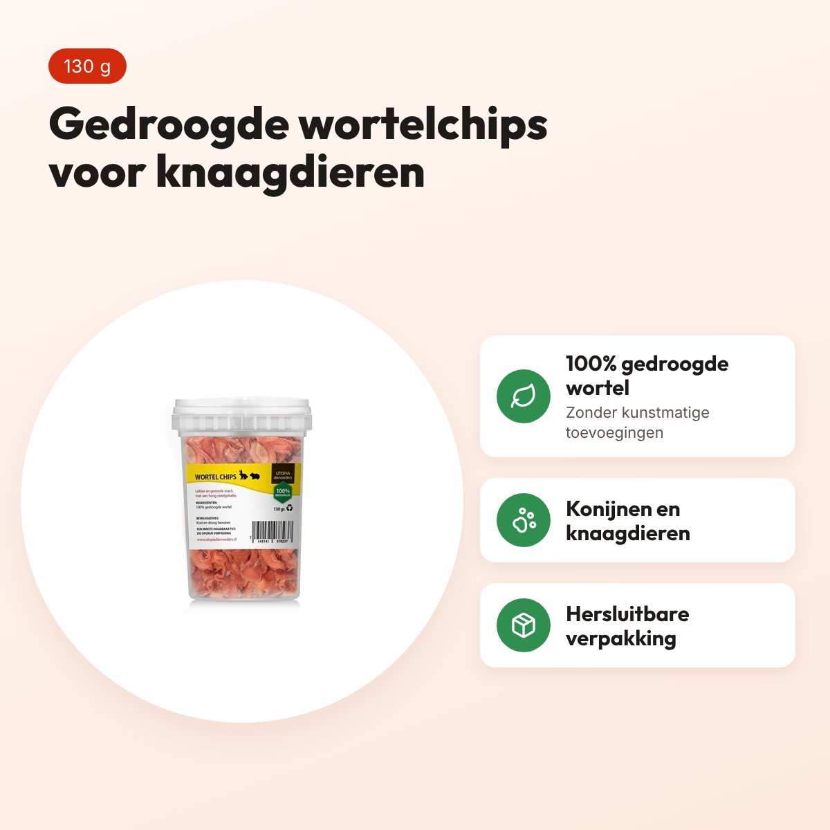 Utopia wortelchips 130 g – gedroogde groentesnack voor knaagdieren – voordelen
