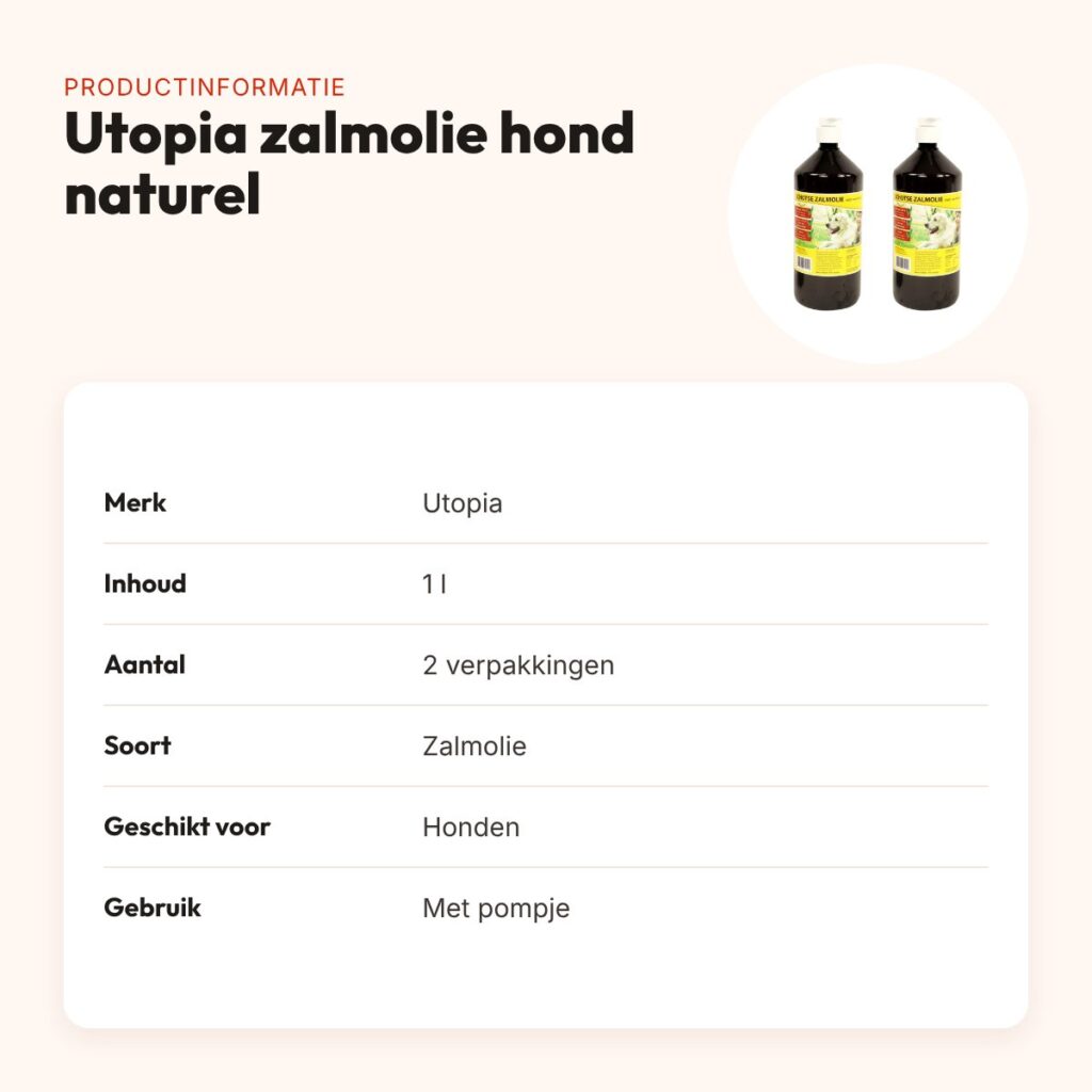 Utopia zalmolie hond naturel 1 l met pompje – multipack 2 stuks – productinformatie