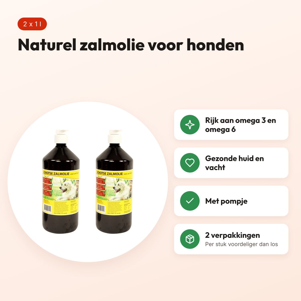Utopia zalmolie hond naturel 1 l met pompje – multipack 2 stuks – voordelen